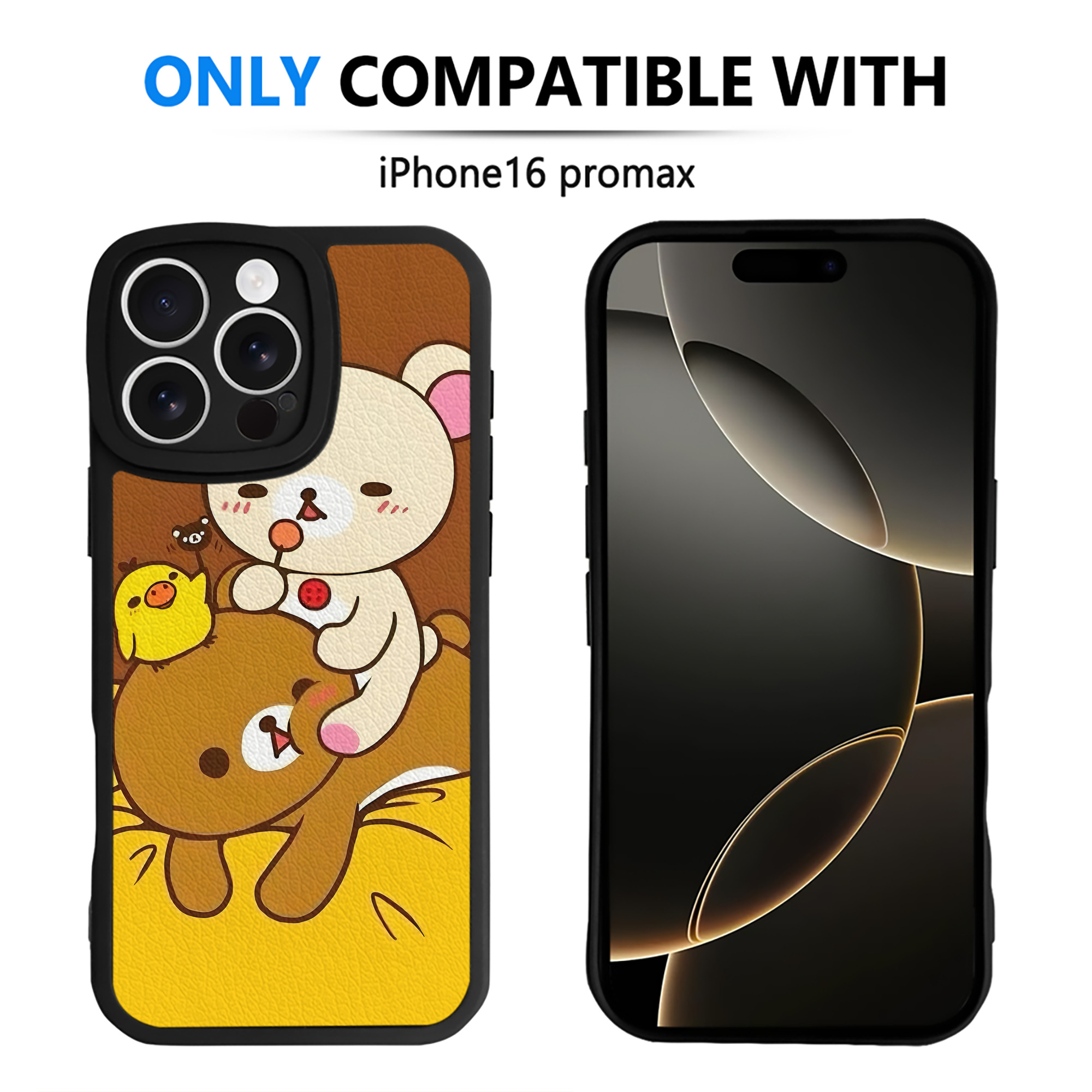 （画像用） リラックマ リラックマ キイロイトリ Rilakkuma Korilakkuma Kiiroitori 【iPhone 16シリーズ対応】シリコンスマホケース（レザー調） 材質：シリコン
